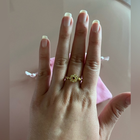 🌺 Elegant Red Sunflower-Inspired Costume Ring – Vintage 1920s Style 💍 - Size 8 - Picture 7 of 10